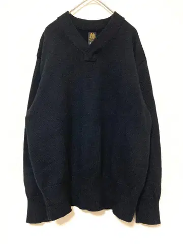 바토너 쉽스 울 니트 스웨터 v넥 블랙 울 남성용