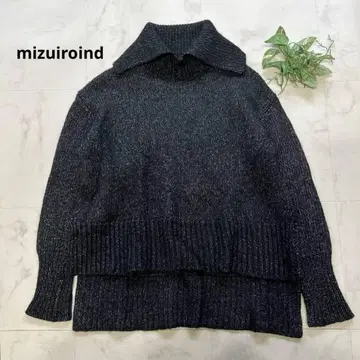 mizuiroind 하이 게이지 풀오버 니트 숄카라 블랙 계열