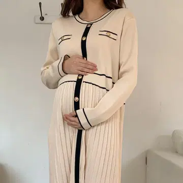 마터니티 원피스 포유라인 니트 긴팔