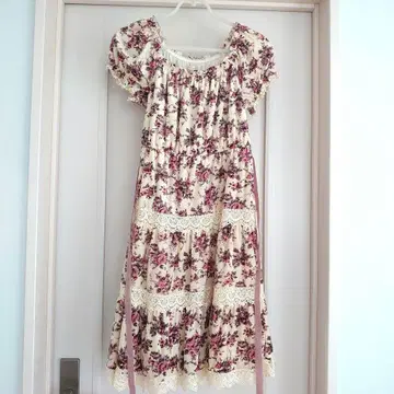 [ 택 포함 ] 레스트로즈 플라워 프린트 벨로아 원피스