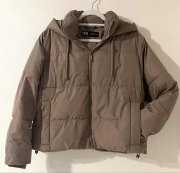 ZARA 자라 후드 부착 다운풍 코트 그레이지 S XS 폴리에스테르