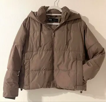 ZARA 자라 후드 부착 다운풍 코트 그레이지 S XS 폴리에스테르