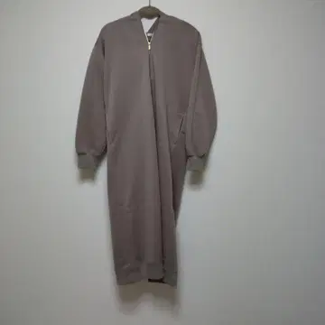 풀 집업 후드 부착 롱 원피스 차콜 그레이