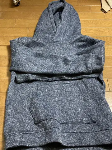 네이비 후드 부착 후드티 테트옴