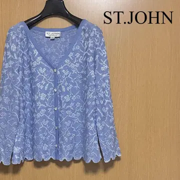 새상품급 세인트 존 가디건 니트 라메 보태니컬 무늬 올 패턴