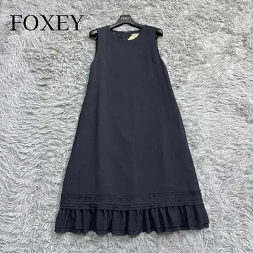 새상품급 폭시 워셔블 저지 드레스 프릴 미드나잇 38