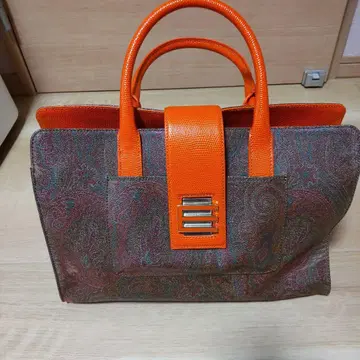 에트로 페이즐리 무늬 핸드백 오렌지