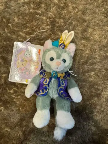 고양이 봉제 인형 보라색 의상
