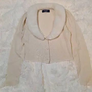 M'S GRACY 인조 모피 옷깃 가디건 아이보리 L 숏