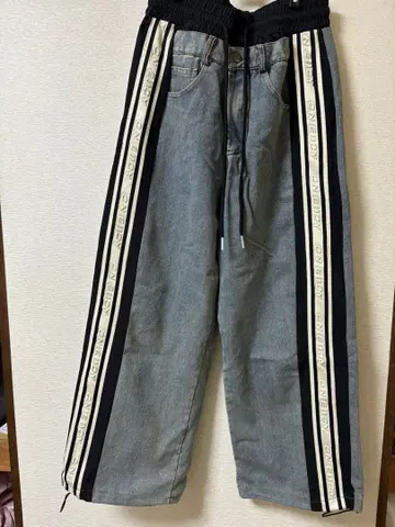 사이드 절개 데님 팬츠 와이드 팬츠