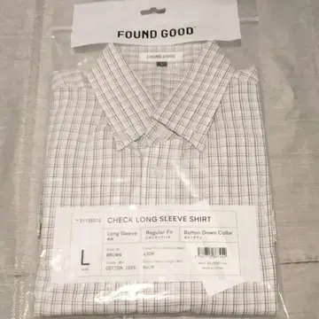 FOUND GOOD 체크 버튼 다운 셔츠 남성용 미사용 새상품