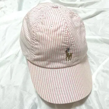 Polo 핑크와 화이트 스트라이프 캡