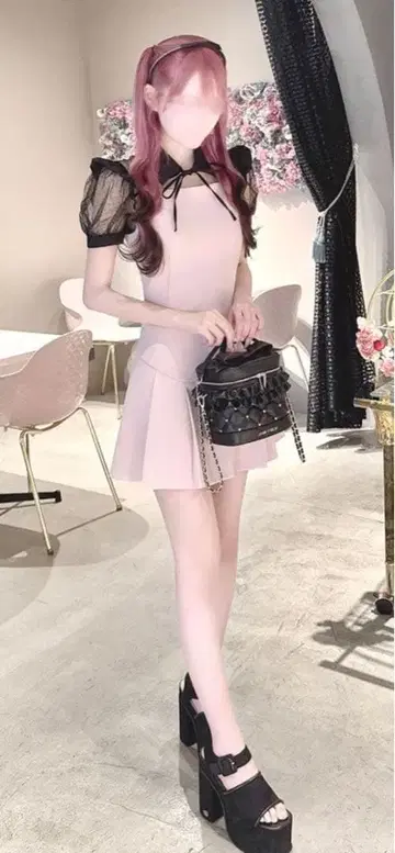 미셸 마카롱 HONEY MEW 도트 튤 컬러 원피스
