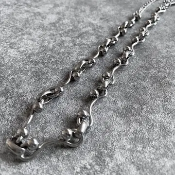 멕시칸 주얼리 실버 볼 체인 목걸이 유니크 50cm