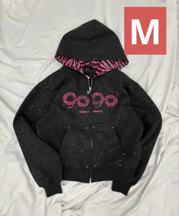 9090 girl OG Logo Glitter Zip Hoodie