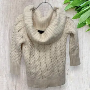 EXPRESS 니트 스웨터 S 캐시미어 혼방 7부 소매 터틀넥