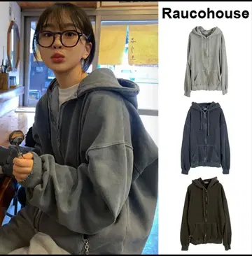 [ Raucohouse ] 빈티지 후디 Gray 코튼 100% 한국