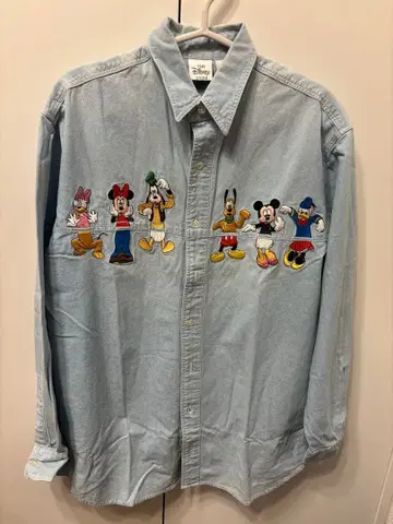 디즈니 미키 자수 데님 셔츠