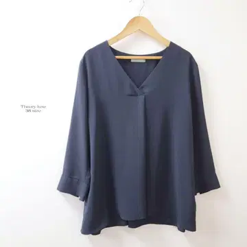 하자품 띠어리 럭스 트리아세테이트 턱 블라우스 블랙 7부 소매