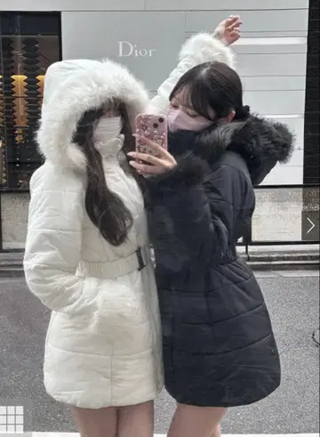 그레일 벨트 포함 퍼 다운 코트[kd13] 블랙