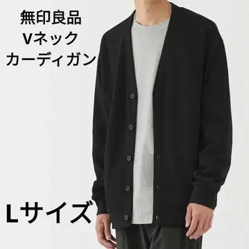 무인양품 V넥 가디건 남성용 블랙 L