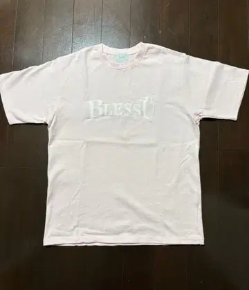 BlessU 자수 로고 핑크 T셔츠