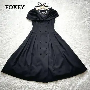 FOXEY 폭시 오프숄더 원피스 울 블랙
