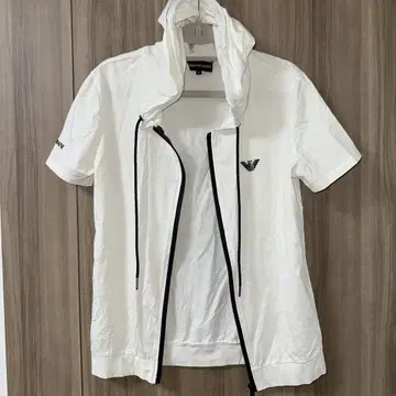 EMPORIO ARMANI 후드 부착 후드티 M 화이트 여성용
