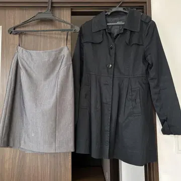 블랙 M 트렌치코트 그레이 수트 스커트 7호 오피스 취업활동 블랙
