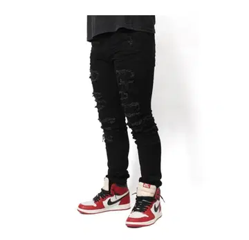 mnmlX201 Rhinestone Skinny Denim Black