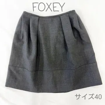 FOXEY 폭시 울 스커트 그레이 40 고급 실루엣 출퇴근