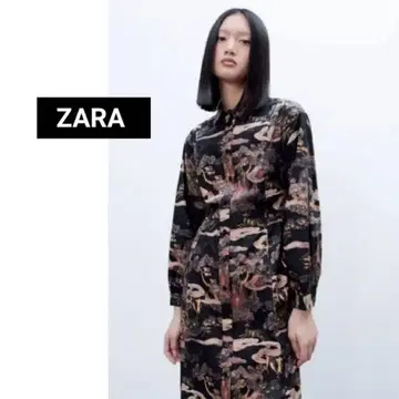 자라 ZARA 플로럴 프린트 셔츠 드레스 여성용 일본풍 패턴 M