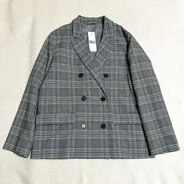 택 포함 지유 체크 자켓 테일러드 더블 빅 사이즈 XXL