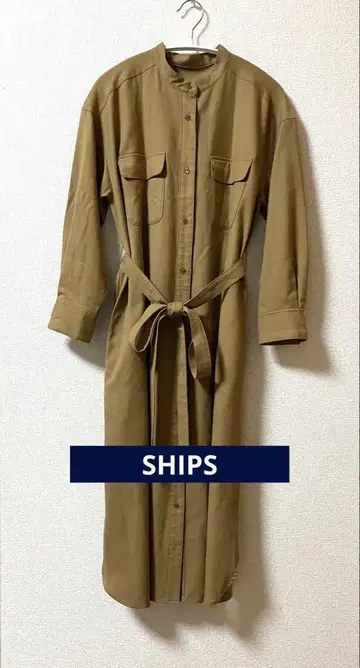 SIPS 셔츠 원피스 긴팔 허리 리본 포함