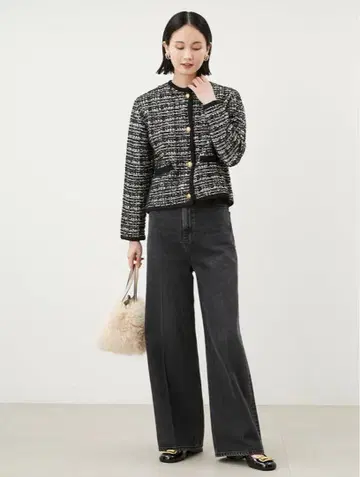 Mila Owen 미라 오웬 하이웨스트 C프레스 와이드 데님 팬츠