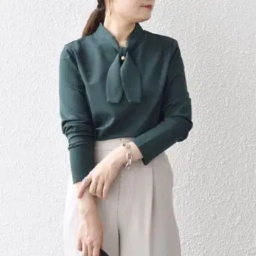 새상품급! SHIPS 보타이컷소 리본 다크 그린 오피스 긴팔