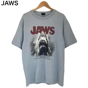 JAWS 영화 T셔츠 무비 상어 애니멀 반팔 블루 둥근넥 S