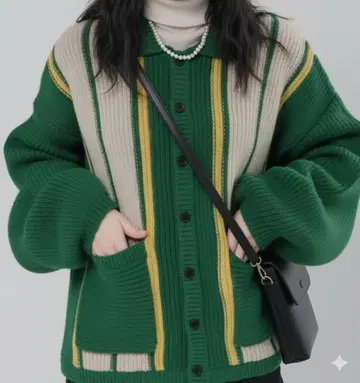 새상품급! 뮤에타 MUHET 스트라이프 가디건 그린