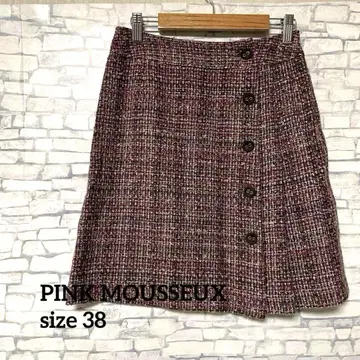 PINK MOUSSEUX 트위드 사다리꼴 스커트 M