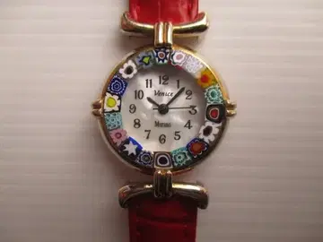 베네치아/멀티 컬러 꽃무늬/여성용 손목시계/배터리 교환 완료