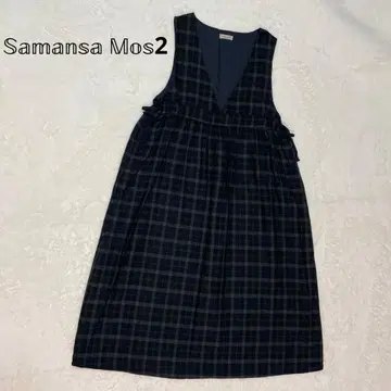 사만사 모스모스 네이비 계열 체크 원피스