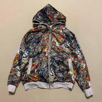 Christian Audigier 스컬 후드티 올 패턴 리버서블