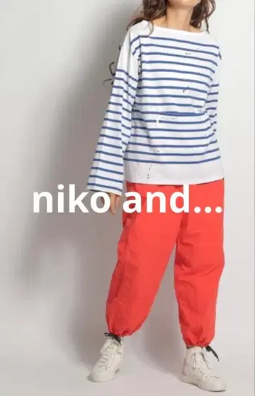 니코앤드 niko 스플래쉬 바스크 보더 롱T 도라에몽 포켓 L