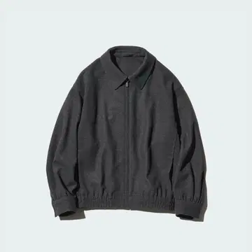 유니클로 브러쉬드 저지 오버 사이즈 블루종 M 다크 그레이