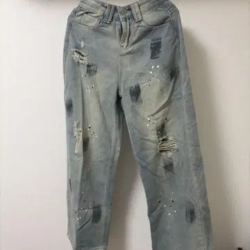 데미지 가공 그레이 데님 팬츠 S