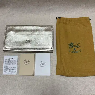 IL BISONTE 일비종떼 메탈릭 가죽 장지갑 골드