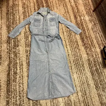 REMI RELIEF 데님 셔츠 원피스 긴팔 기하학 패턴