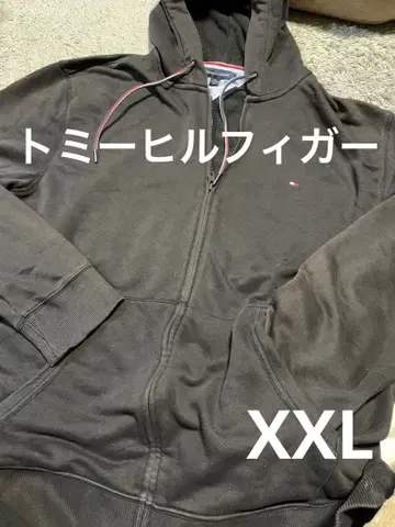 TOMMY HILFIGER 블랙 집업 후드티 XXL