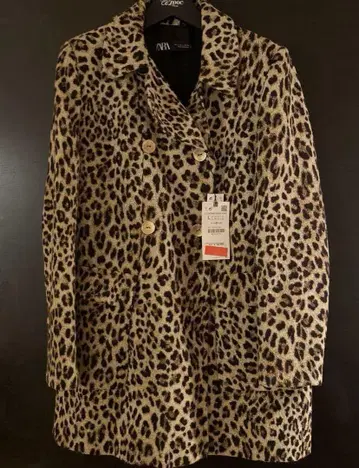 ZARA 레오파드 무늬 체스터 코트 L 택 포함 새상품