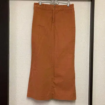 오렌지 데님 롱 스커트